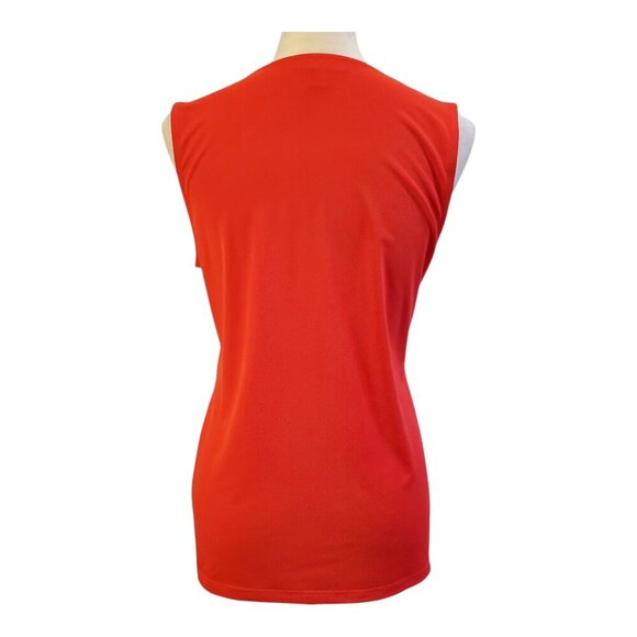 DANA BUCHMAN SZ M Bright Red Sleeveless Pleat Front Stretch Knit Top - Picture 4 of 7